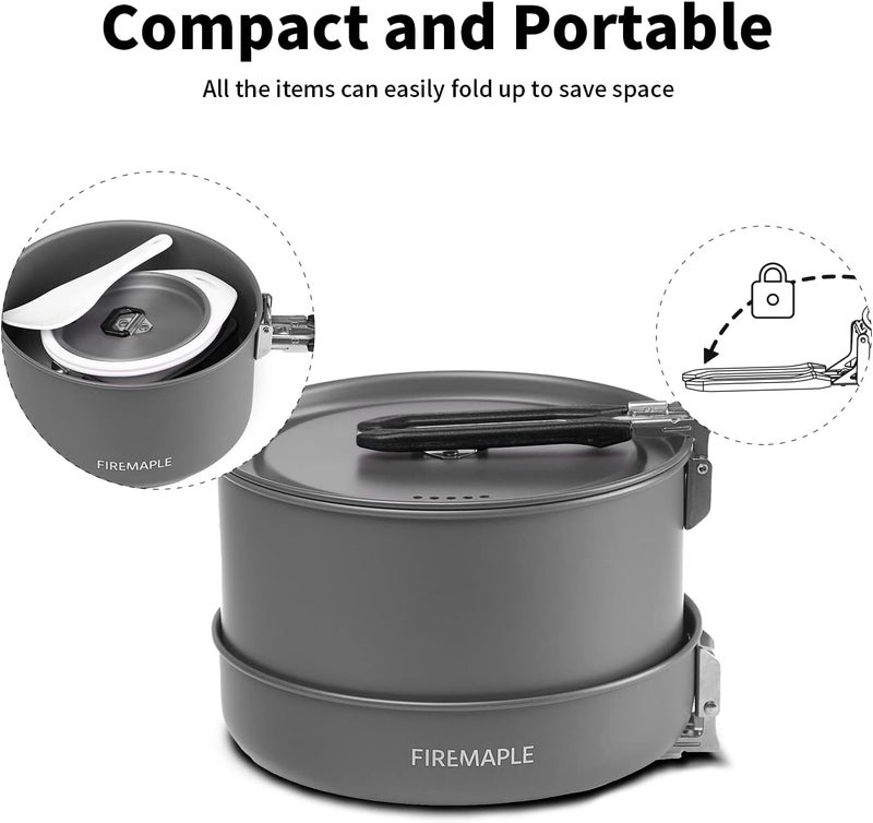 Fire-Maple Feast 4 Piece Camping Cookware Cookware Cookware Kit Outdoor Cookware Set with Pots, Kettle, Saucepans and Spatula for Hiking Fishing Picnic - Image 5